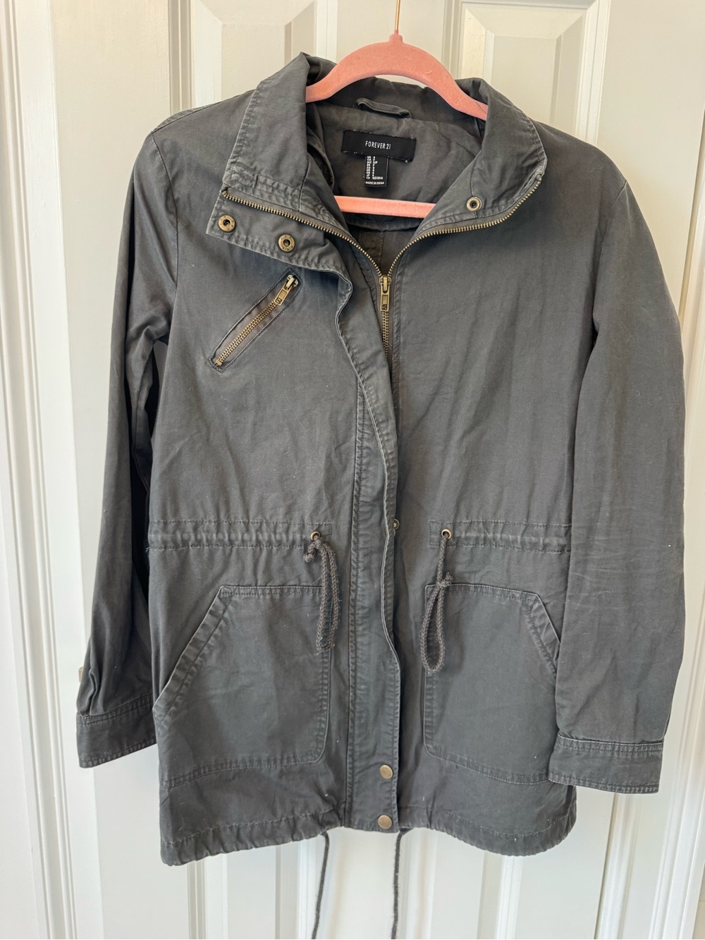 Forever 21 Charcoal Utility Jacket with Drawstring Waist